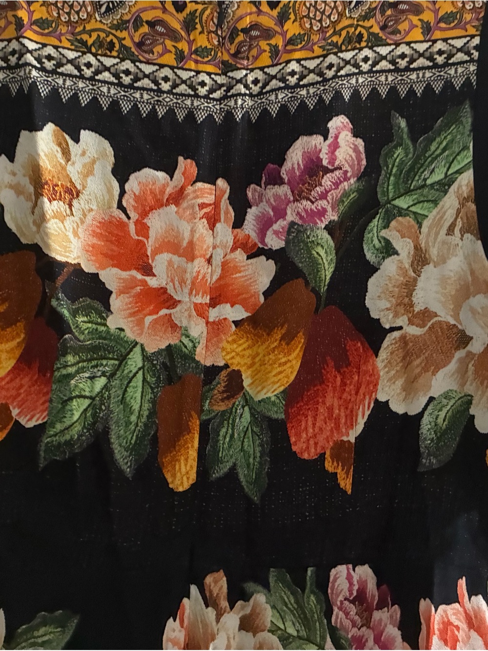 Gorgeous FARM Rio Black & Cream Maxi Dress with Multicolor Floral Print NWT - Picture 4 of 10